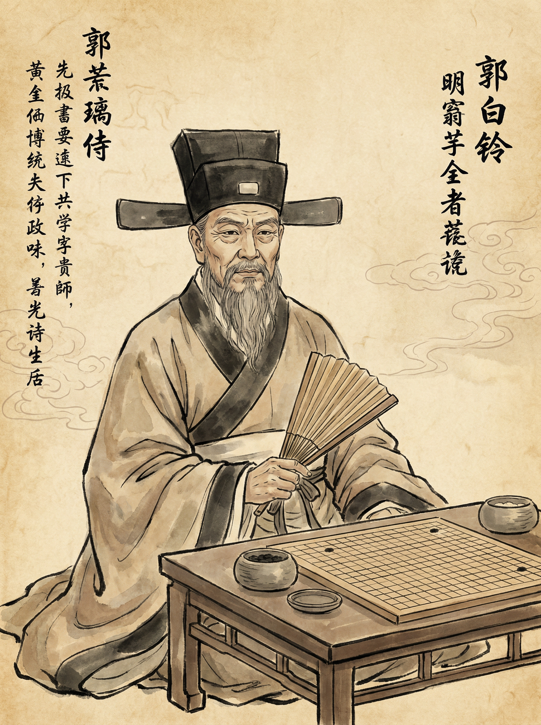 开元棋牌 - 明代棋坛霸主过百龄水墨画像